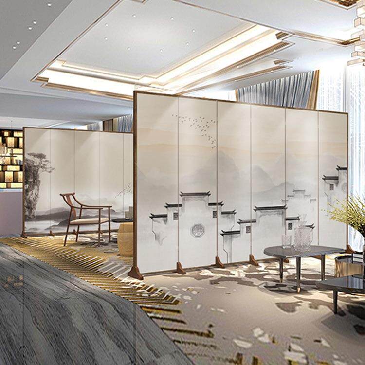 屏双风断客厅户玄关隔新中式茶FS757233室可折叠移动酒店遮挡装入