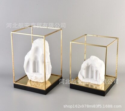 现代简约创意合金框树脂建筑摆件组合套装样板房售楼处软装摆设