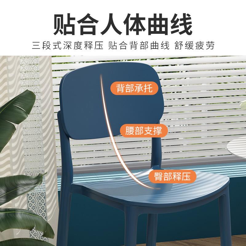 料椅子放家用加厚餐椅塑可叠书桌凳子N塑料椅靠牛背现代简约餐厅