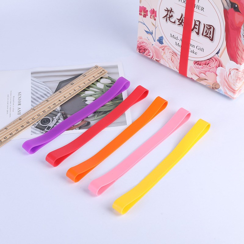 20*2CM硅胶扎带书本捆绑带固定弹力绳环形粉色强拉力橡胶捆绑圈