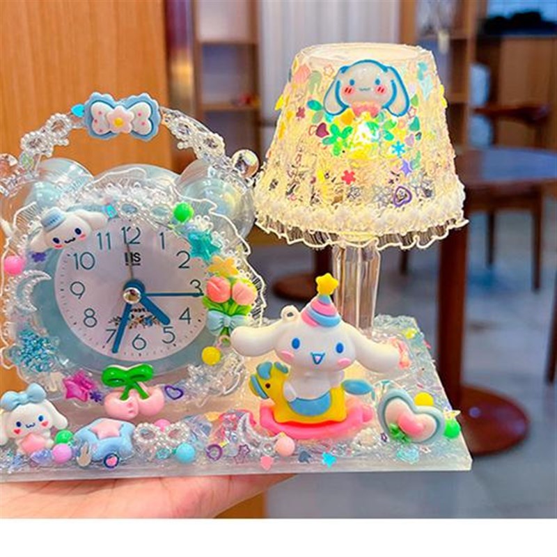 水晶奶油胶diy材料包闹钟小夜灯摆台儿童拾光灯趣味手工制作
