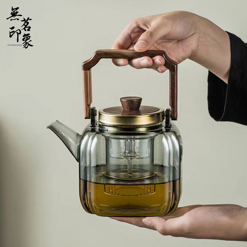 雅芳提梁壶玻璃煮茶壶大容量1.2L耐高温烧水蒸茶电陶炉茶具套装