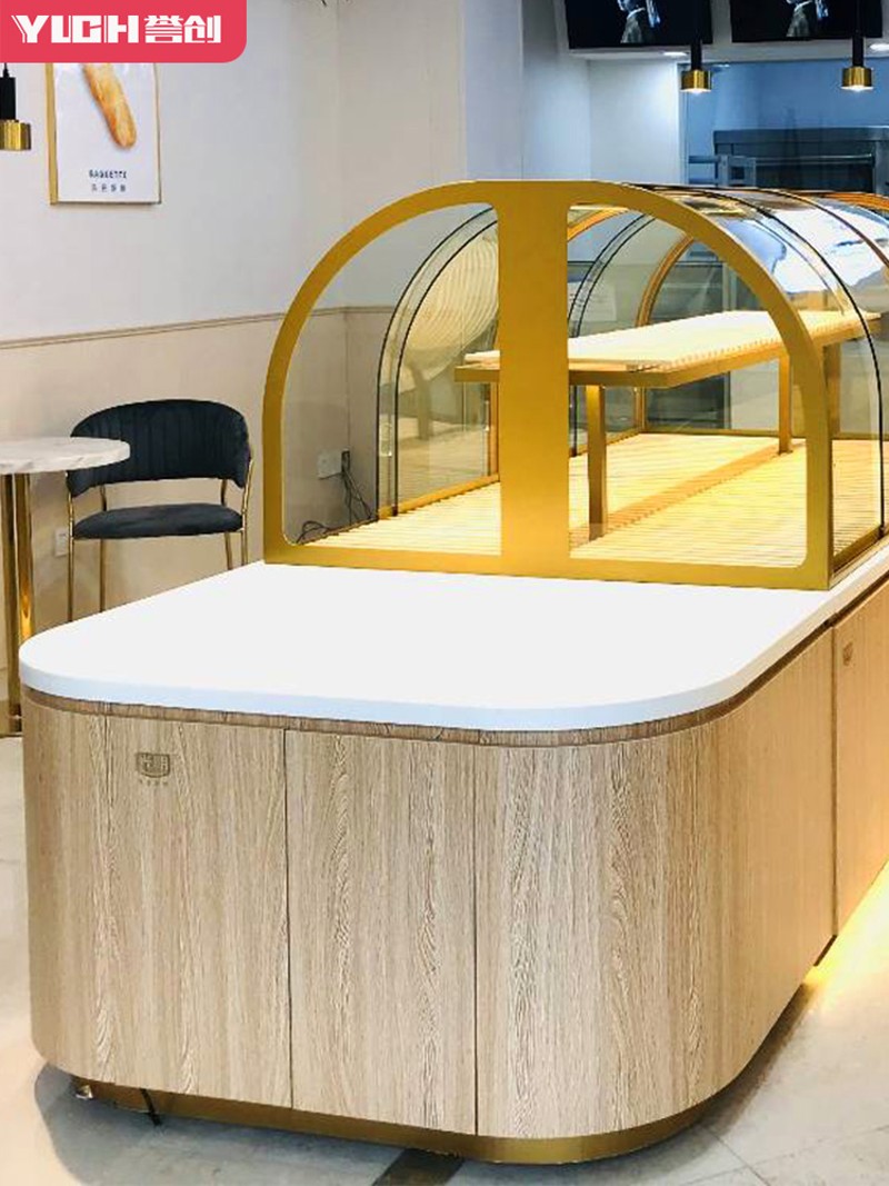弧形面包柜中岛柜 边柜 面包展示柜 蛋糕店设备展示架玻璃柜商用