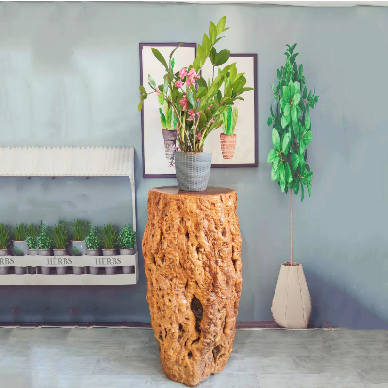 枣木纯实木根雕花架摆件花瓶大尺寸艺术造型花架木墩底座原木摆件