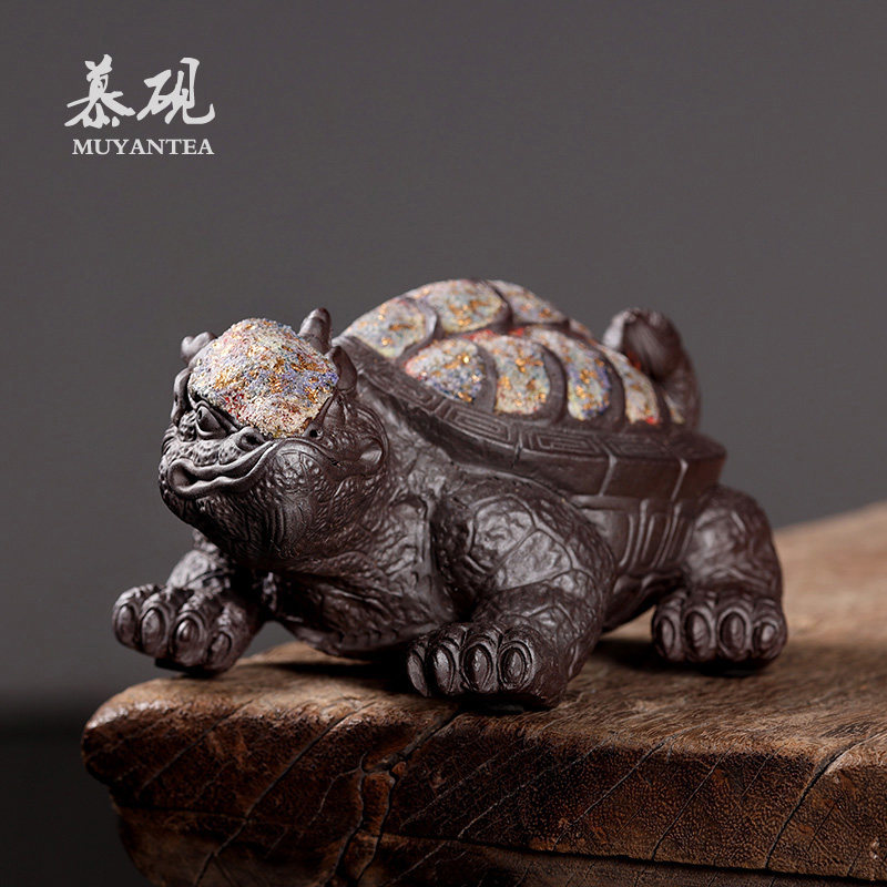 慕砚岩矿茶宠摆件可养龙龟茶具茶玩高越手作精品茶道台招财装饰品