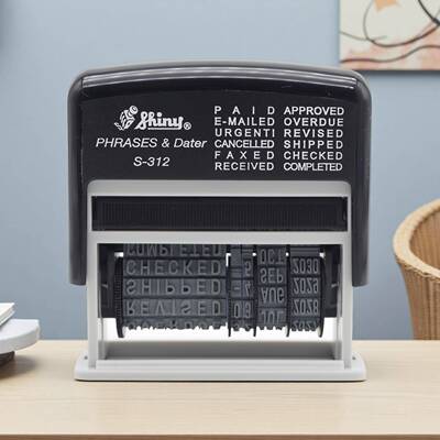 新力印章S-312回墨日期印章PAID/RECEIVED日期印章12组英文可调