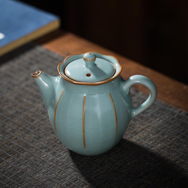 天青汝窑茶壶单壶汝瓷开片锦上添花过滤泡茶壶茶杯子小套装冲茶器