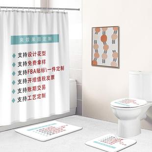 多规格 浴室套装 浴帘 地垫四件套 防水防滑 代贴面单 厂家直销
