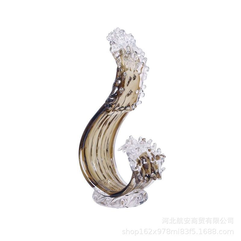现代简约创意浅棕色波浪摆件样板房售楼处桌面玄关软装饰品工艺品