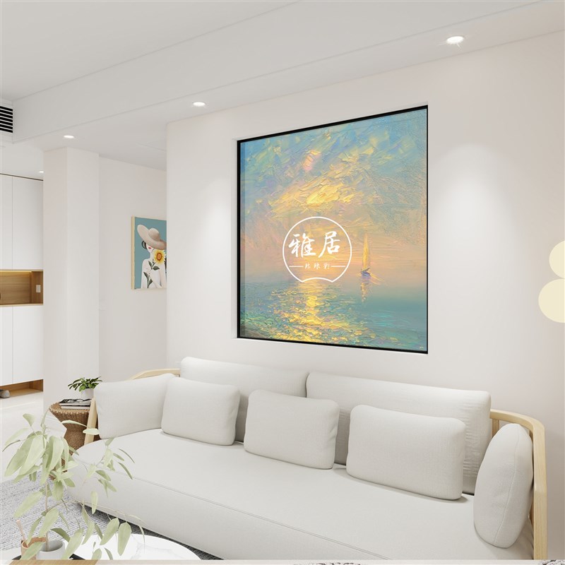 雕刻肌理艺术玻璃客厅入户玄关背景隔断现代法式油画屏风双面透光
