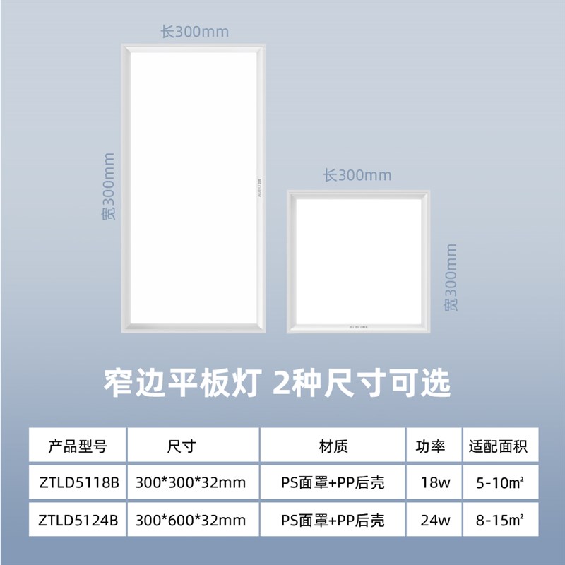 奥普(UPU)嵌入式超薄LED平板灯 集成吊顶厨卫灯 300*00/300*300