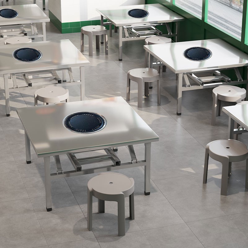 不锈钢火锅桌家用摆摊桌商用卡式炉折叠桌港式老式火锅烤肉桌子