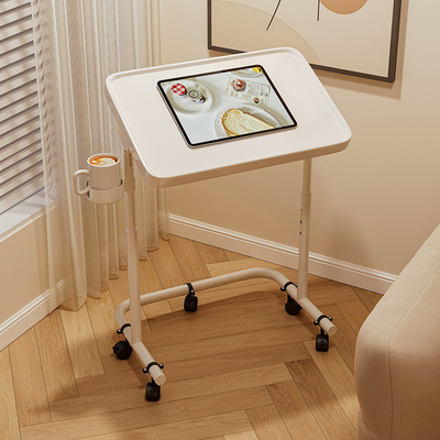 电脑桌卧室家用折叠桌简易出租屋小桌子可移动床边桌升降沙发边几