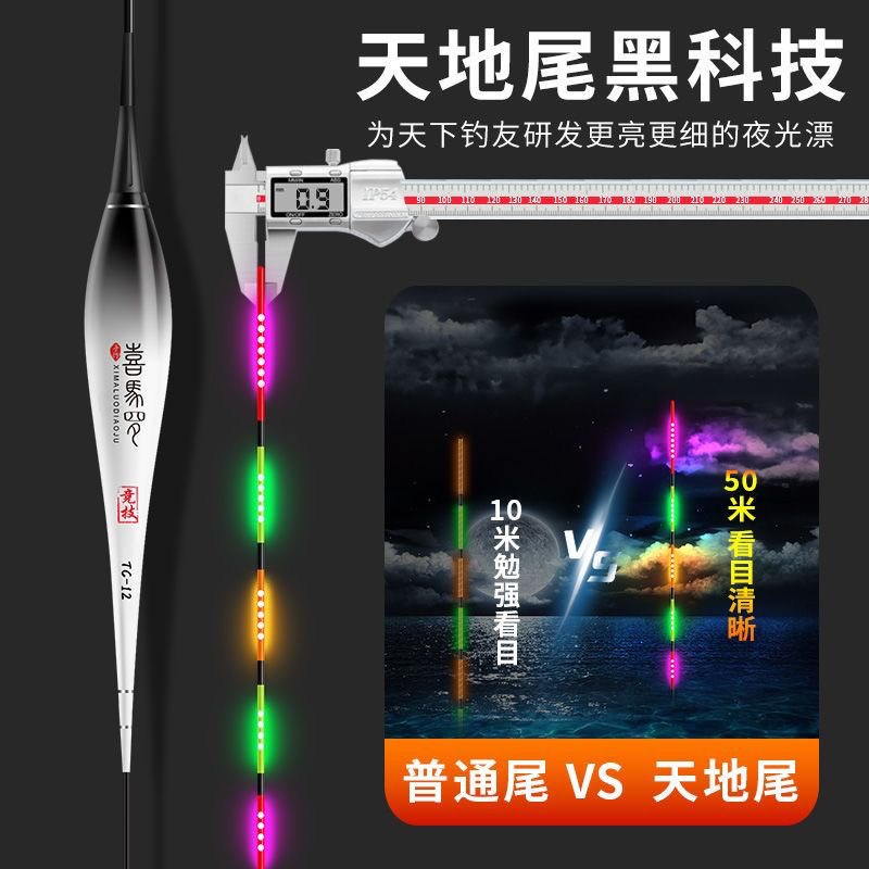 喜马罗LED电子漂咬钩变色日夜两用电池通用夜光漂高灵敏鲫鱼漂