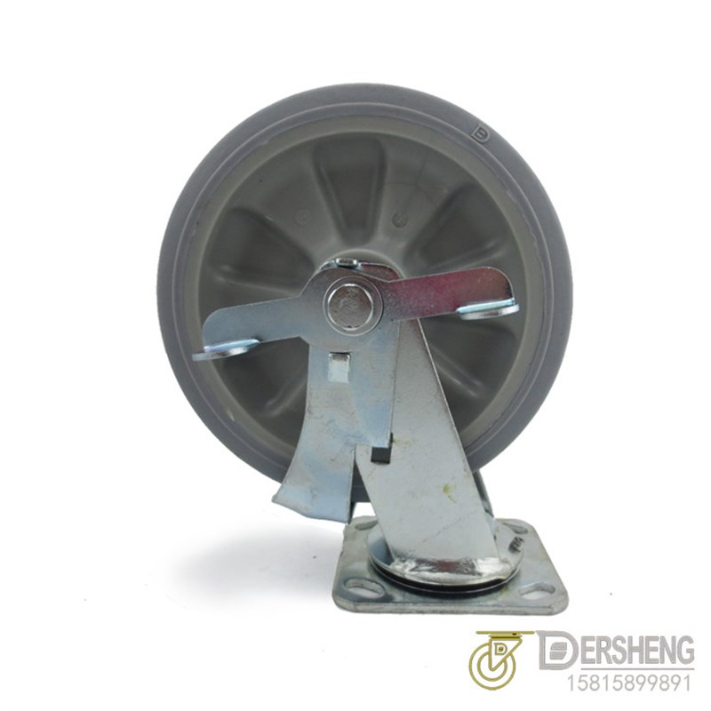 得胜8寸TPR静音橡胶脚轮重型工业万向轮20公分手推车轮子转向滑轮