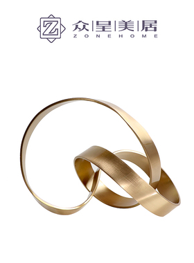 现代极简软装饰品摆件金属麻花设计师款样板房玄关售楼处艺术摆设