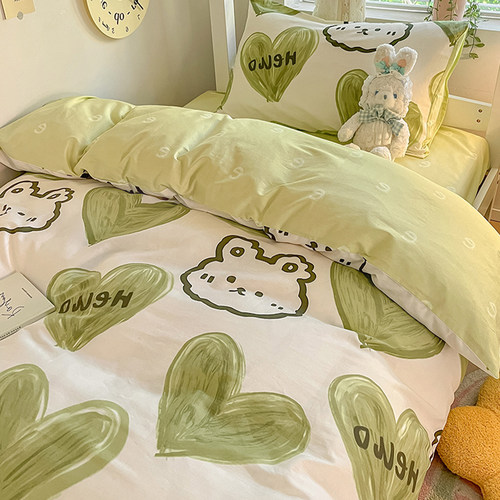 全棉学生宿舍单人床单三件套四床上用品被套寝室上下铺0.9m一米二