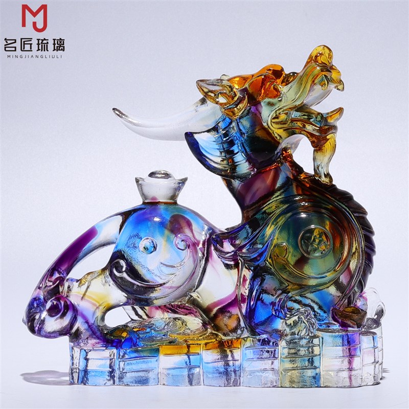 匠为非遗琉璃工艺礼品摆饰元宝貔貅摆件高档客厅玄关送乔迁新居装