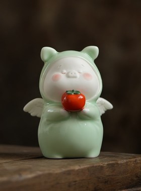 创意诸事大吉家居摆件精品可爱小柿子小猪装饰工艺品客厅书房摆件