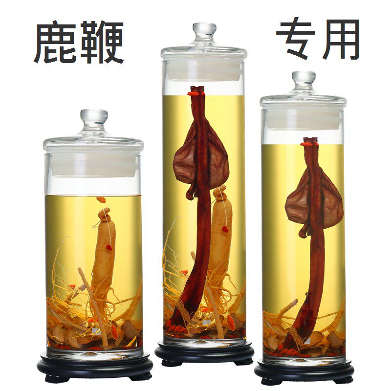 大口鹿鞭人参泡酒瓶无铅玻璃酒缸细高长身圆柱泡酒罐5斤8斤10斤瓶