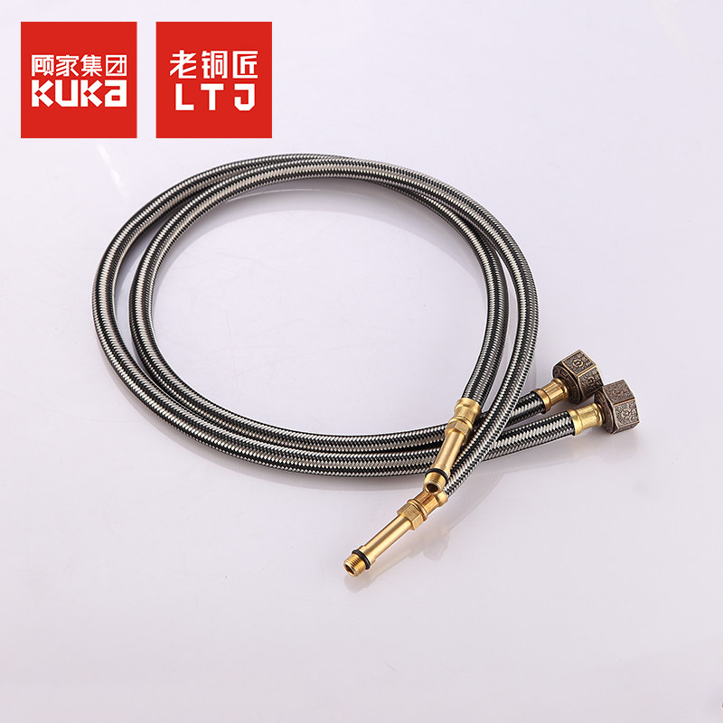 老铜匠龙头专用尖头软管龙头角阀连接管单头软管防爆加厚铜帽