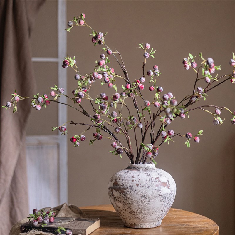 蓝莓果仿真花假花摆设高级感逼真客厅餐桌花艺装饰仿生干花枝摆件