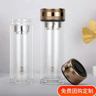 匡迪463号透明双层隔热高硼硅水晶玻璃男女士商务家用茶水杯