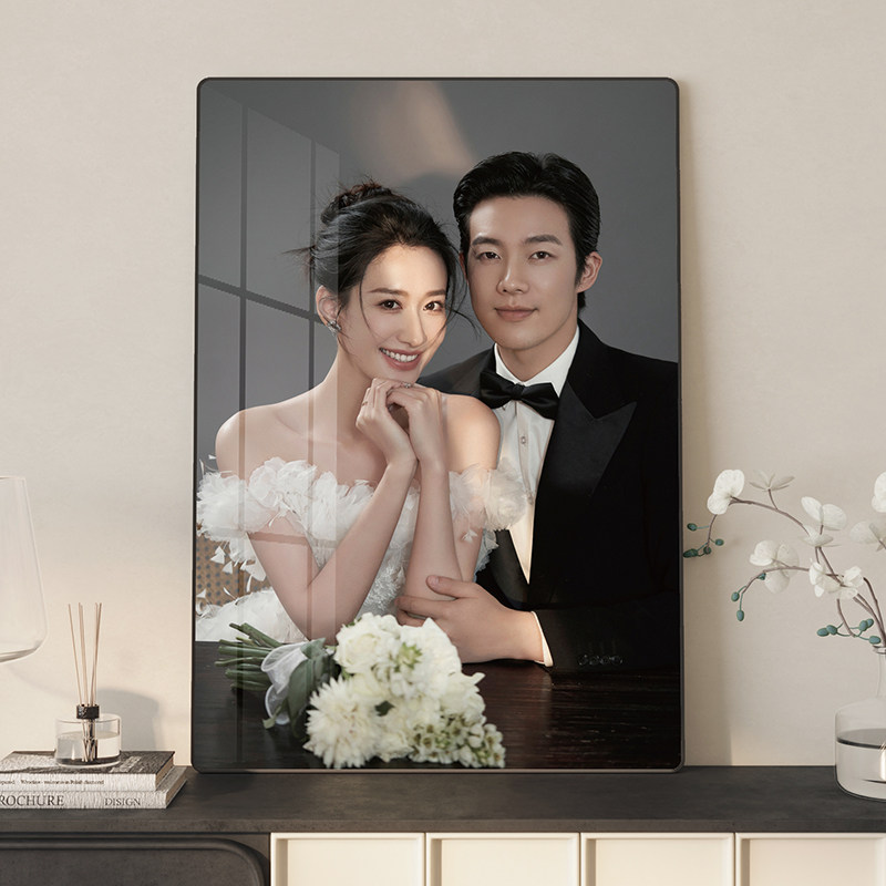 婚纱照相框挂墙洗照片做成水晶结婚照全家福打印加定制冲印大相架