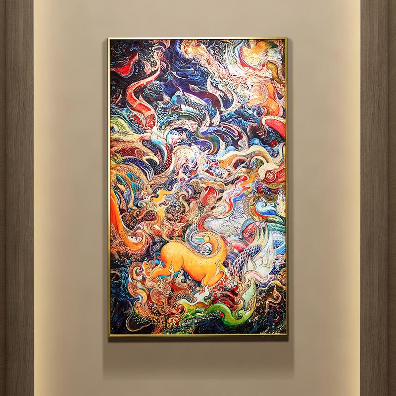 异丽东南亚风格喷绘油画泰式玄关客厅神兽装饰画泰国餐厅挂画墙画