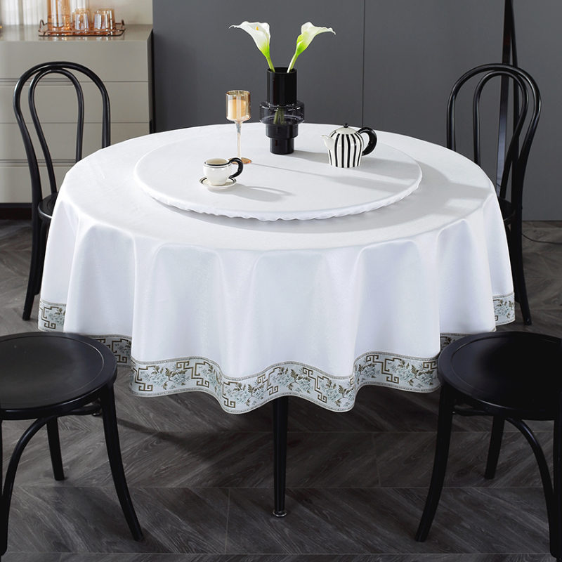 圆形餐桌台布转盘酒店大圆桌桌布皮质饭店宴会圆桌餐布餐厅桌布