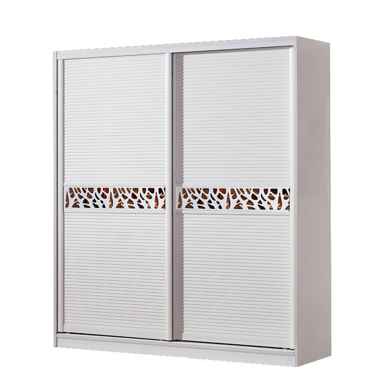 简约塑钢板现代简约经济型铝合金定制百叶木塑推拉滑移衣柜门