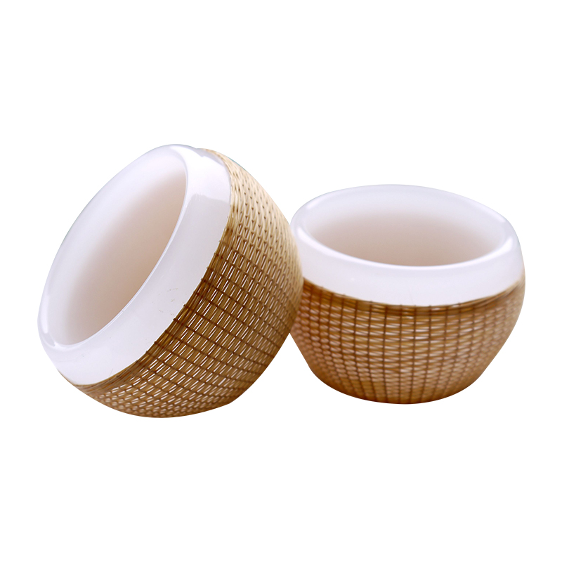 瓷胎竹编茶杯玉瓷琉璃杯竹丝扣瓷品茗杯个人杯四川省非遗特色茶具