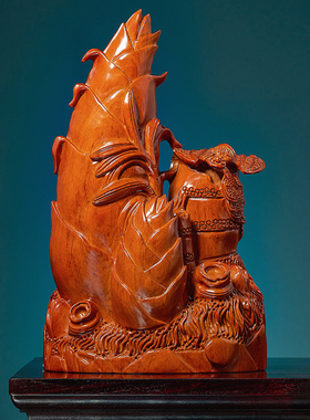 木雕节节高富贵竹子摆件实木电视酒柜客厅装饰品开业搬家工艺礼品