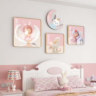 儿童房装 饰画女孩粉色公主房间壁画高级感男孩卧室背景墙床头挂画