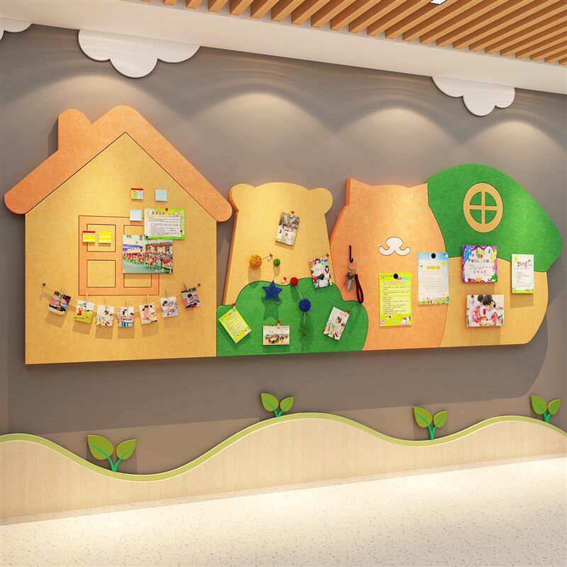 毛毡贴展示板照片幼儿园走廊墙面装饰环创主题成品文化托管班机构