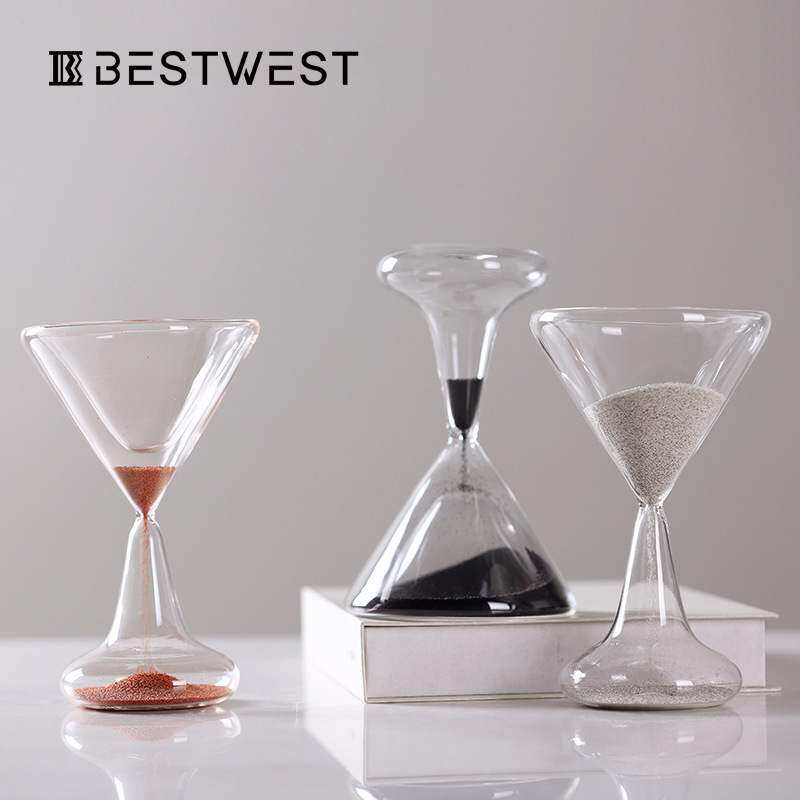 彩色沙子玻璃沙漏1分钟计时器 家居书房桌面软装饰品