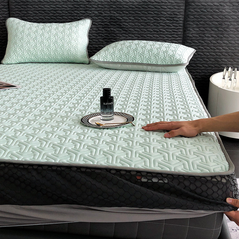 夏季A类冰丝加厚乳胶凉席三件套床笠款可折叠可水洗机洗空调软席