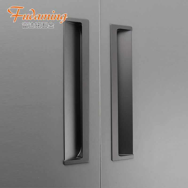 富达铭灰色抽屉嵌入式暗扣拉手大衣柜橱柜衣柜门把手开槽移门拉手