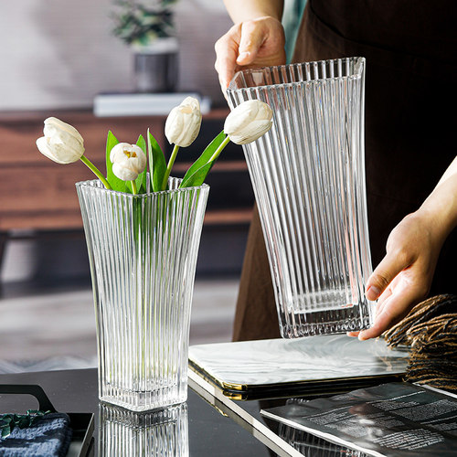 家用欧式大号水养鲜花透明水晶玻璃花瓶水培百合客厅餐桌装饰摆件