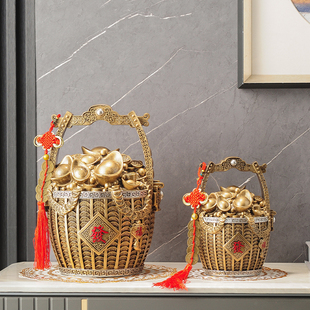 家居客厅斗柜开放格摆件财源滚滚元宝一桶金存钱罐屋内摆设装饰品