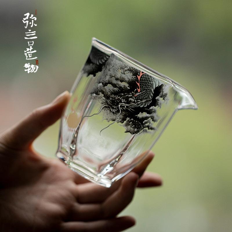 弥言加厚高硼硅玻璃公道杯六方耐热分茶器纯手工均杯匀杯茶道配件