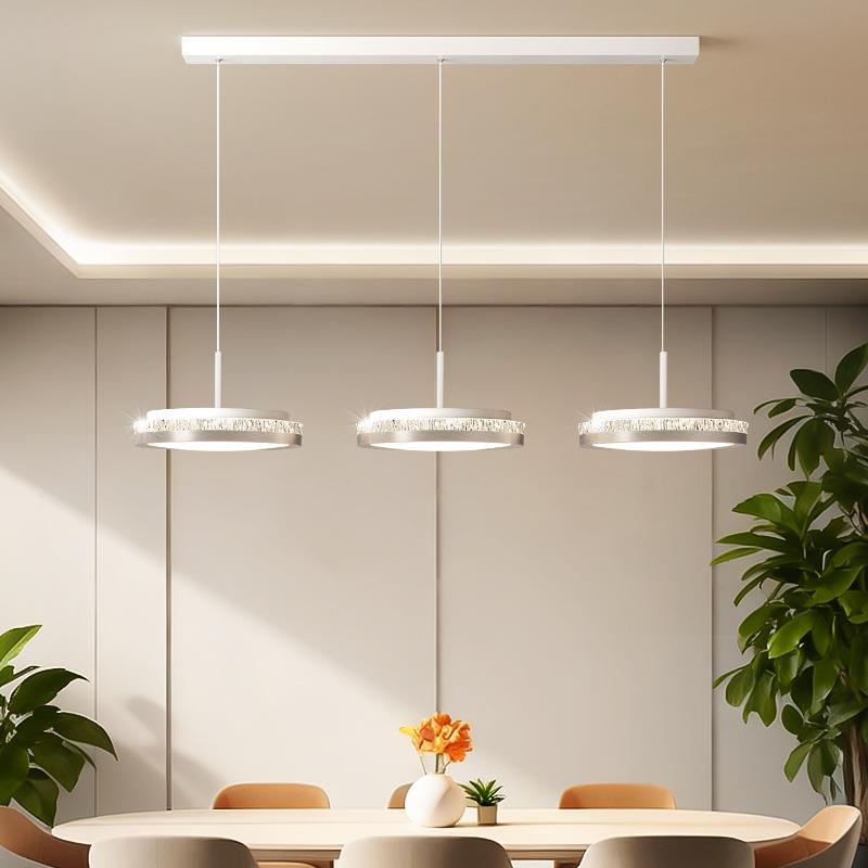 极简风餐厅吊灯2025年新款现代简约饭厅LED三头圆环餐桌灯具