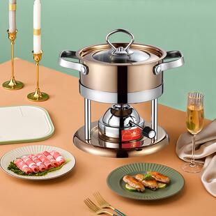 尚品不锈钢304单人小火锅套装户外露营便携式充气气炉鸳鸯锅野营