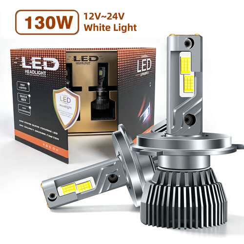高品质130W超亮汽车LED大灯H7 H1H4白光12V24V雾灯HB3 HB4 H11 H3