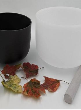 阴阳音调432HZ套装2个水晶唱歌碗8英寸黑色10白色带垫圈音疗432Hz