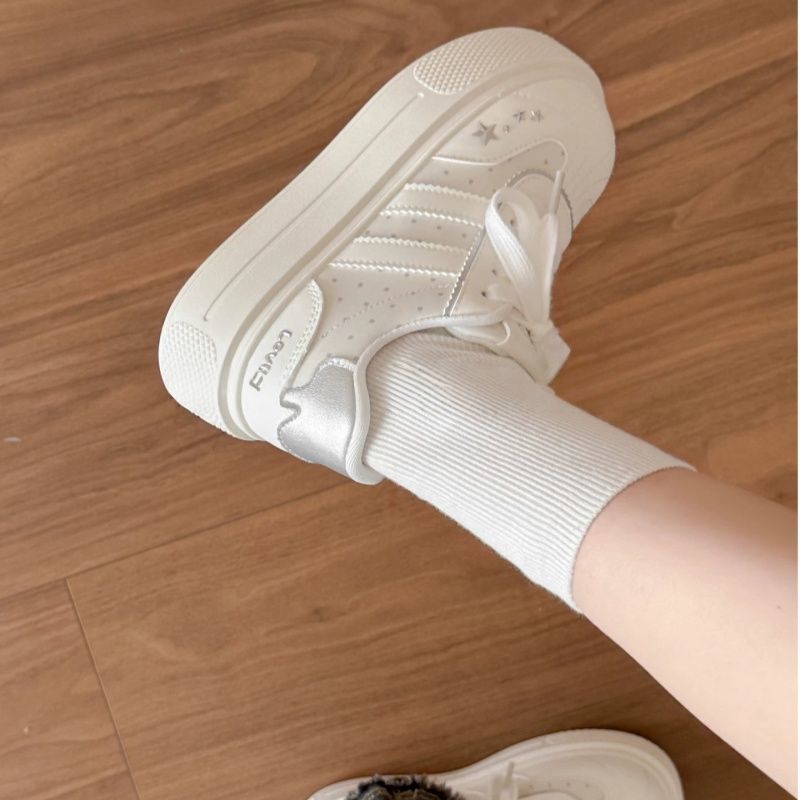 奶白厚底小白鞋女夏季面包板鞋潮