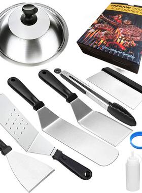 不锈钢户外烧烤工具套装 烧烤铲料理铲板烧锅铲子BBQ组合烤具锅盖