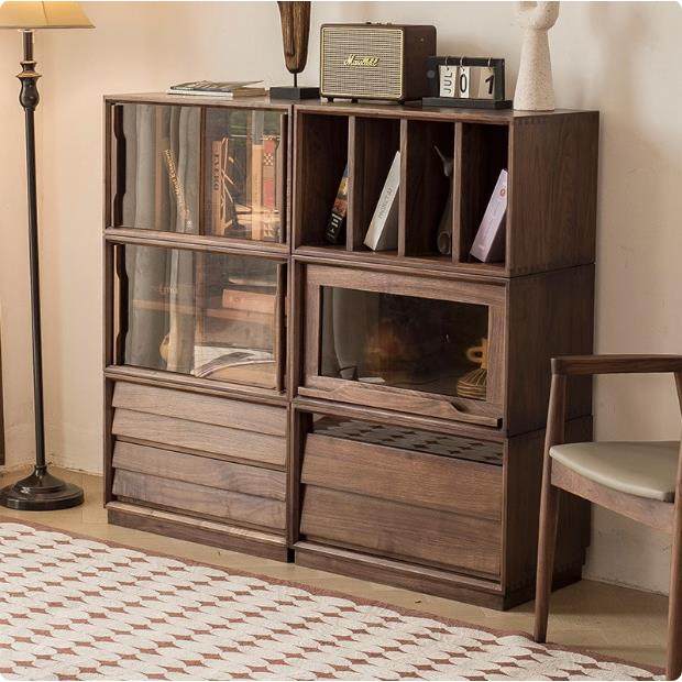 北美黑柜胡桃木自由DSG00合柜矮多功家用实木书柜储组物柜能落地,住宅家具,其它柜类,淘宝优惠券,粉丝福利购,淘宝优惠卷