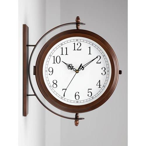 61K3挂钟双面数字钟客厅挂家用时面表金属简约两壁钟双YEQ面钟HDS