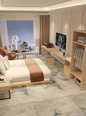 酒店家具宾馆标床单间全套民宿公寓制单定双人床出无品牌/租房床